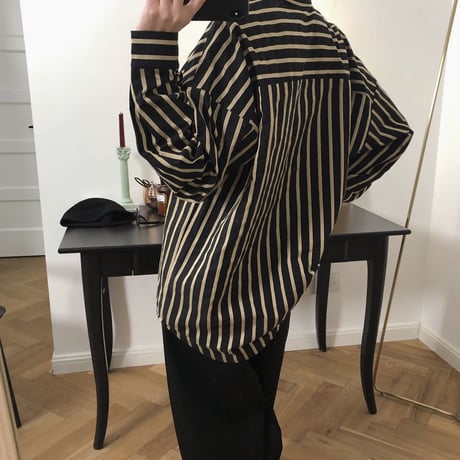 loose silhouette striped shirt　un1062