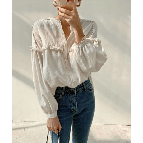 mini frilled blouse /2color　un1537