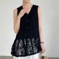 lace peplum sleeveless top　/2color  un1954
