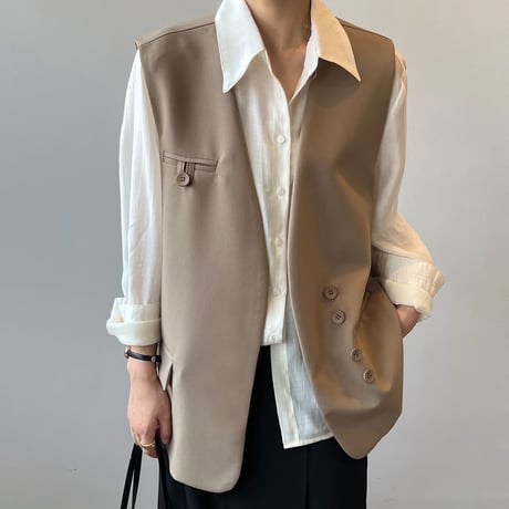 loose silhouette vest /2color　un1007