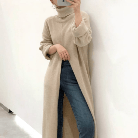 high neck front slit pull over /2color　un1487