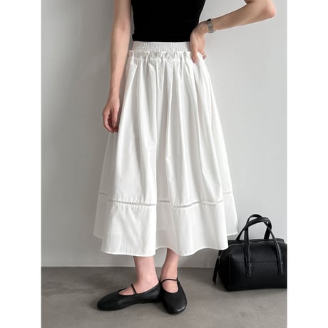 cotton lace line flare skirt　/2color　un2083