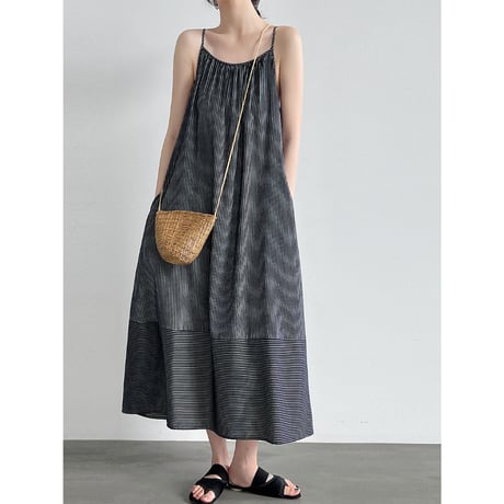 stripe airy camisole dress　/2color　un2111