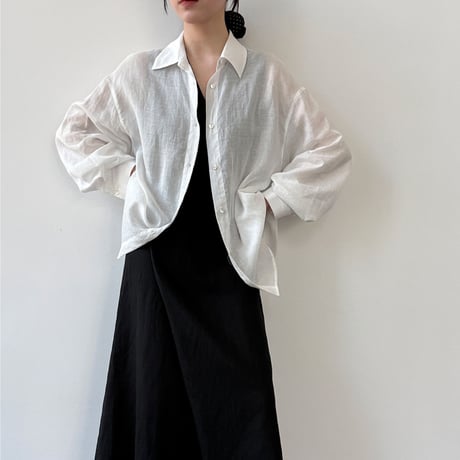 back ribbon sheer shirt　/3color　un2046