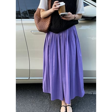 pleats maxi skirt /2color　un1141