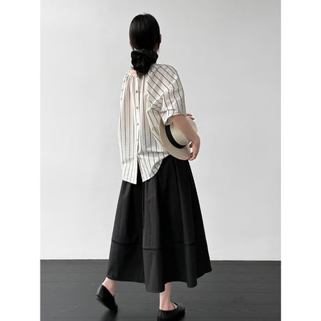 cotton lace line flare skirt　/2color　un2083