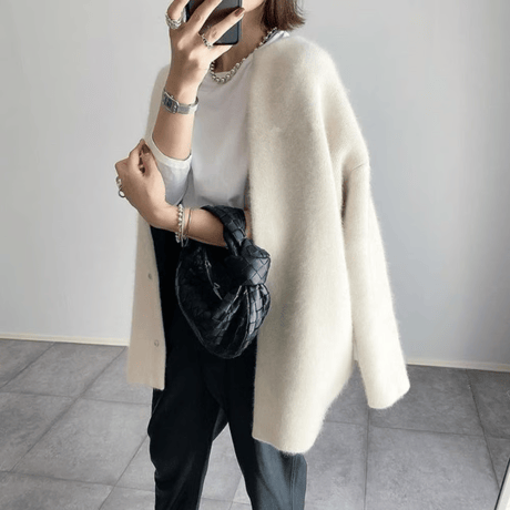 medium knit cardigan /5color　un1493