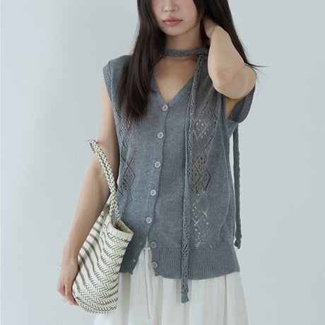 lace knit vest　/2color　un2074