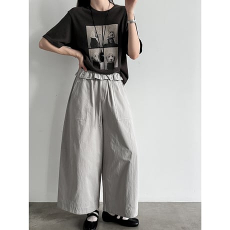 drawstring wide utility pants　/3color　un2006