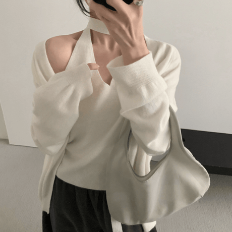 two-piece loose cardigan /2color　un1642