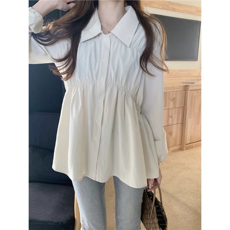 gathered blouse　/4color　un1758