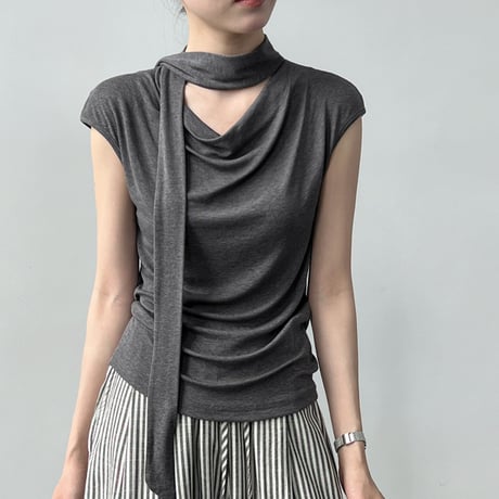 veil drape scarf top　/2color　un2078