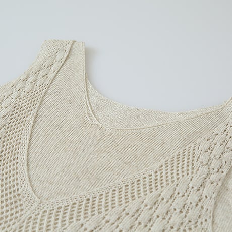 crochet knit layered vest　/2color　un1901