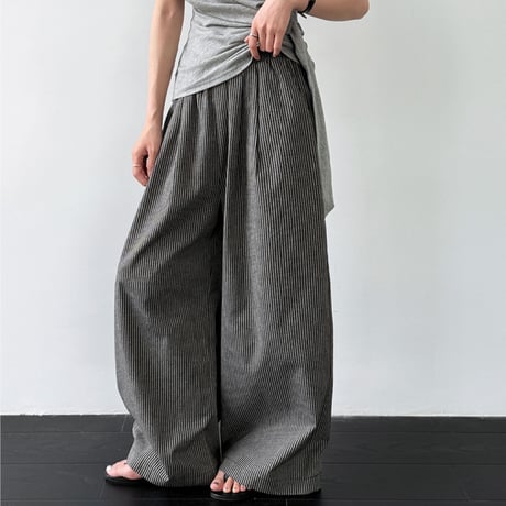 striped wide leg relaxed pants　/2color　un2008