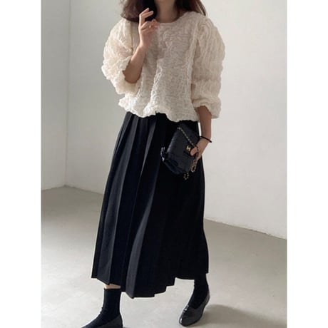 puff sleeves shirring blouse /3color　un1297