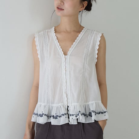 lace trim peplum blouse　un2065
