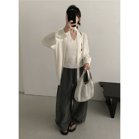 two-piece loose cardigan /2color　un1642
