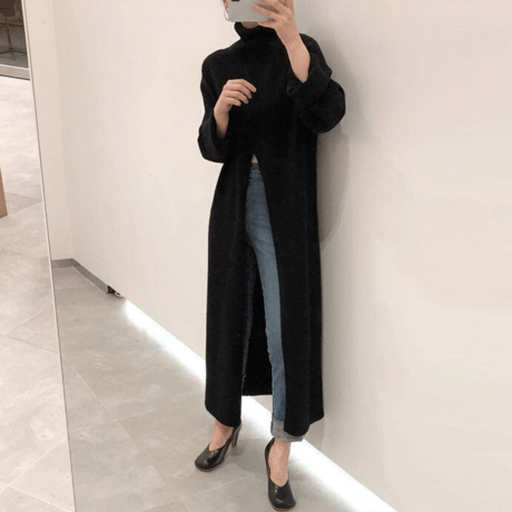 high neck front slit pull over /2color　un1487