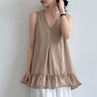 ruffle hem v-neck sleeveless blouse　/3color　un2036