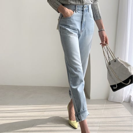 high waist denim pants　un1397