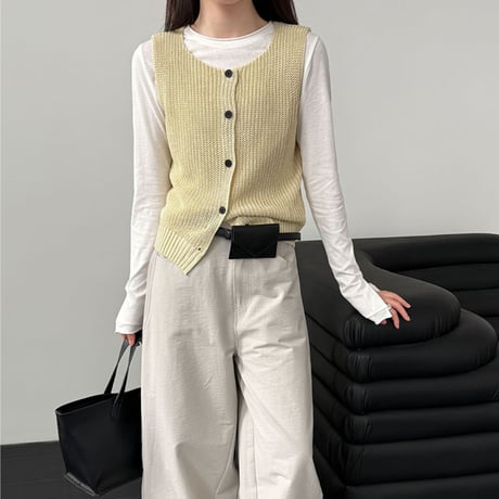 button knit vest top　/4color　un1996
