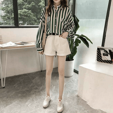 thick striped shirt /2color　un1603
