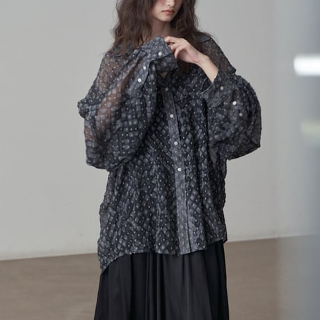 sheer patterned overshirt　/2color　un1846