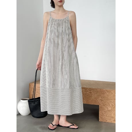 stripe airy camisole dress　/2color　un2111