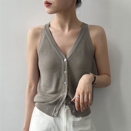 linen touch knit tank　/6color　un2097