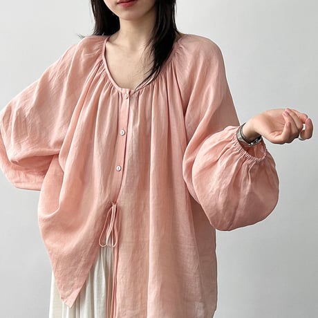 gathered ribbon blouse　/3color　un2015