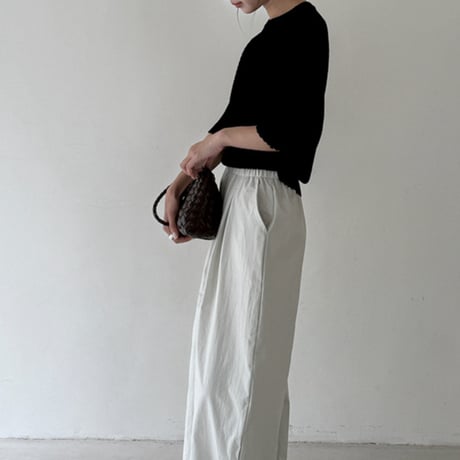rib knit puff sleeve top　/3color　un1900