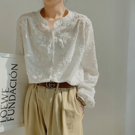embroidered lace blouse　un1536