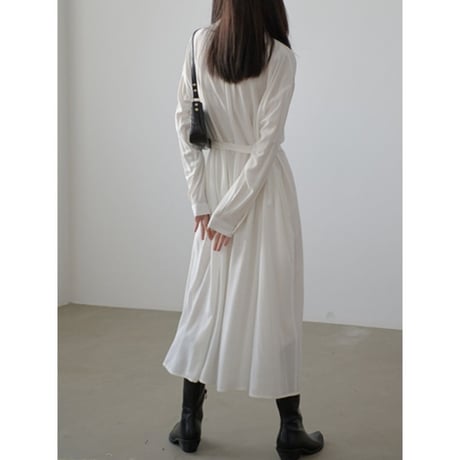 front button long shirt one piece dress　un1342