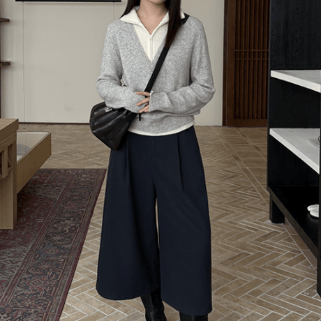 wide A-line pants /3color　un1636
