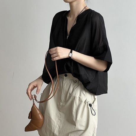 baloon hem blouse /2color　un1032