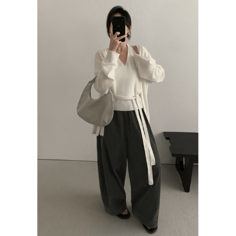 two-piece loose cardigan /2color　un1642