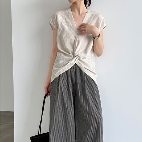 twist linen touch sleeveless blouse　/3color　un2018