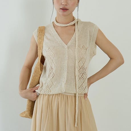 lace knit vest　/2color　un2074