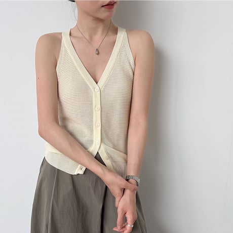 linen touch knit tank　/6color　un2097