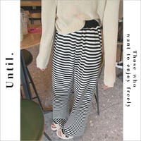border wide-leg pants　un1152