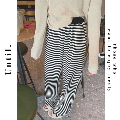 border wide-leg pants　un1152