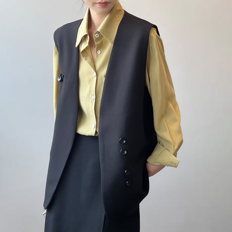 loose silhouette vest /2color　un1007