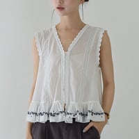 lace trim peplum blouse　un2065