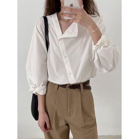 asymmetry point shirt /3color　un1329