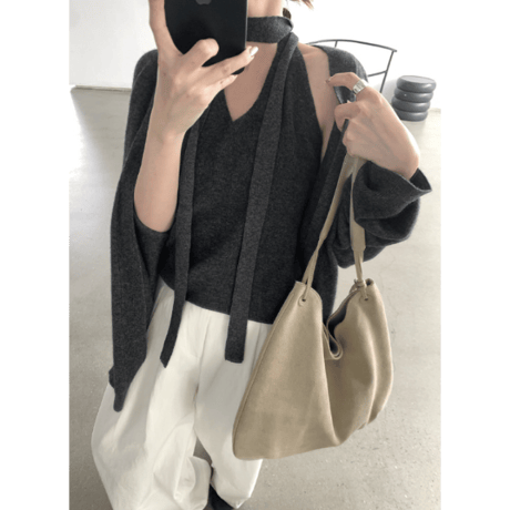 two-piece loose cardigan /2color　un1642