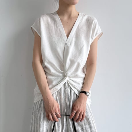 twist linen touch sleeveless blouse　/3color　un2018