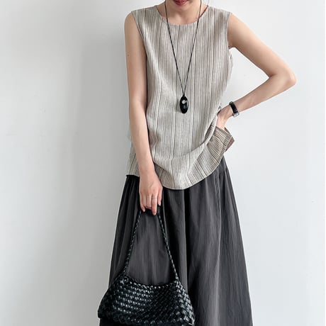 soft stripe knit tank　un2109