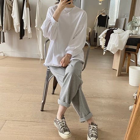 puff sleeve casual tops /4color　un1080