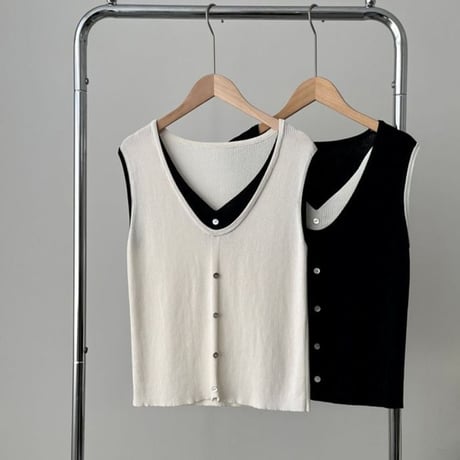 layered design sleeveless top /2color　un1029
