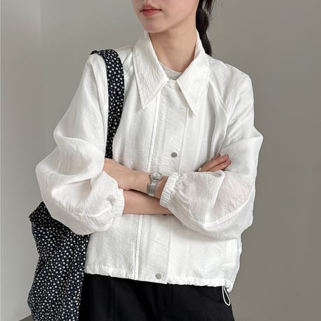 lightweight balloon sleeve zip blouson　/2color　un2045